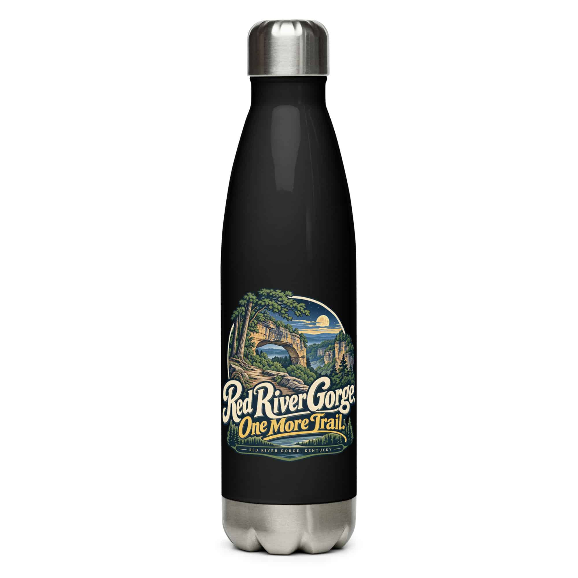 Red River Gorge Stainless Steel Water Bottle: Red River Gorge. One More Trail, Woodland Scenic Lettering