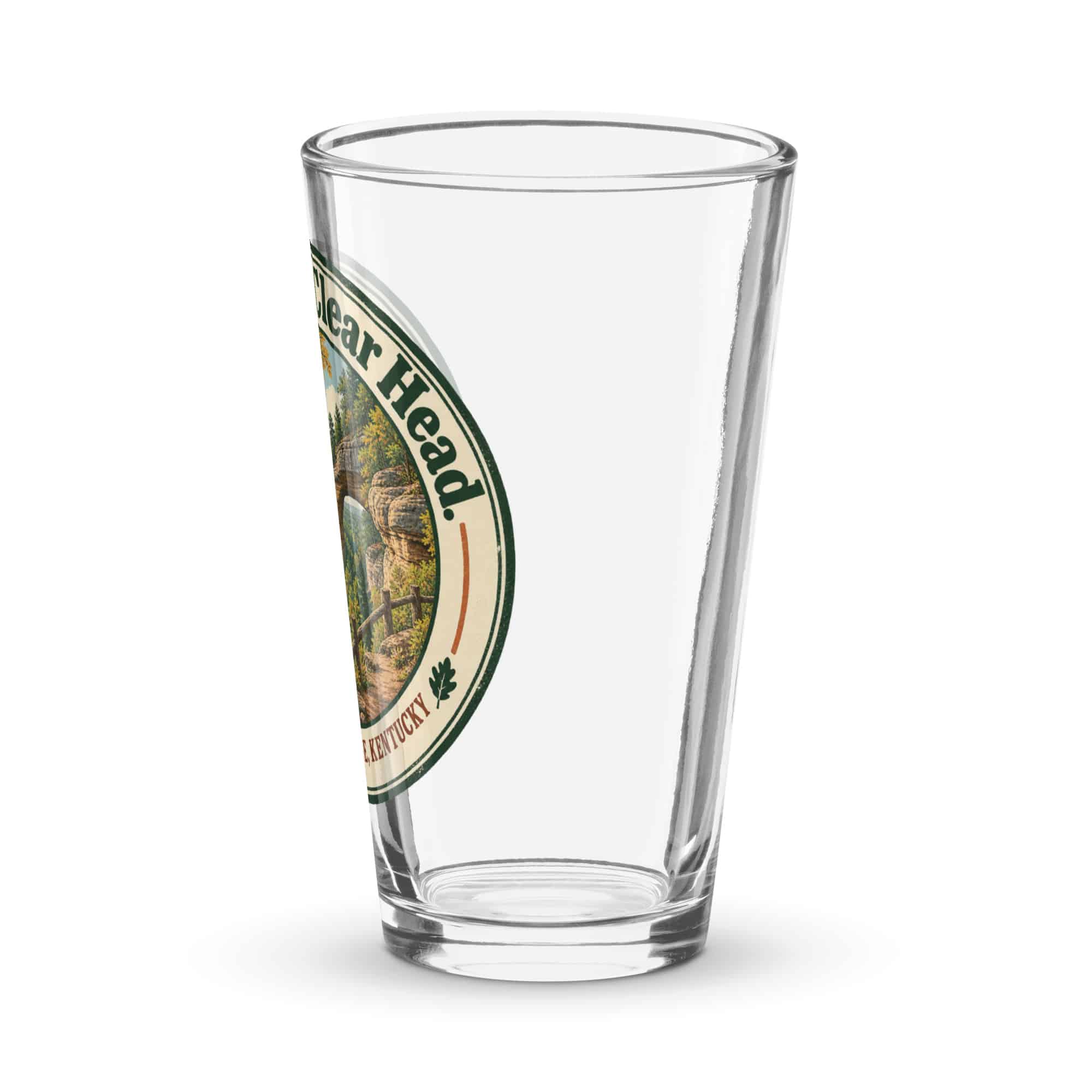 Red River Gorge Pint Glass: Gorge Air. Clear Head, Vintage Round Badge