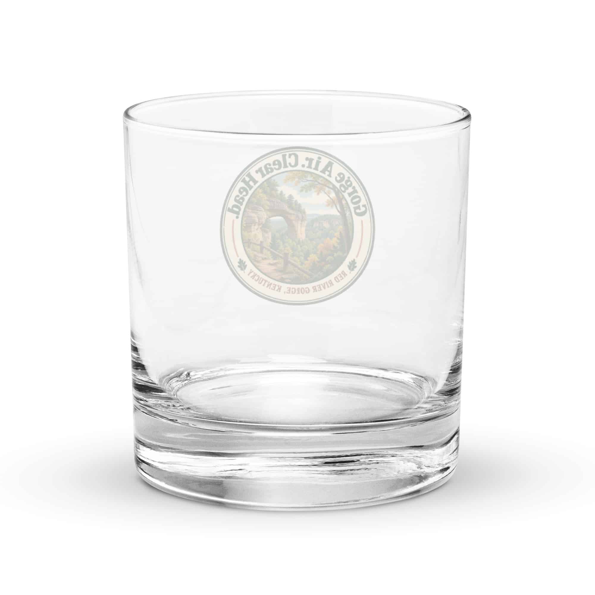 Red River Gorge Rocks Glass: Gorge Air. Clear Head, Vintage Round Badge