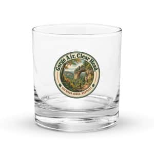 Red River Gorge Rocks Glass: Gorge Air. Clear Head, Vintage Round Badge - 10.5 oz - Main