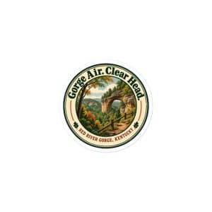 Red River Gorge Vinyl Sticker: Gorge Air. Clear Head, Vintage Round Badge - 3″×3″ - Main