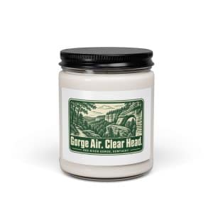 Red River Gorge Soy Wax Candle: Gorge Air. Clear Head, Forest Ink Stamp - 9oz - Main