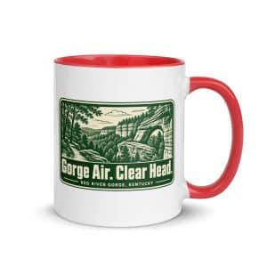 Red River Gorge Color Inside Coffee Mug: Gorge Air. Clear Head, Forest Ink Stamp - 11 oz - Main