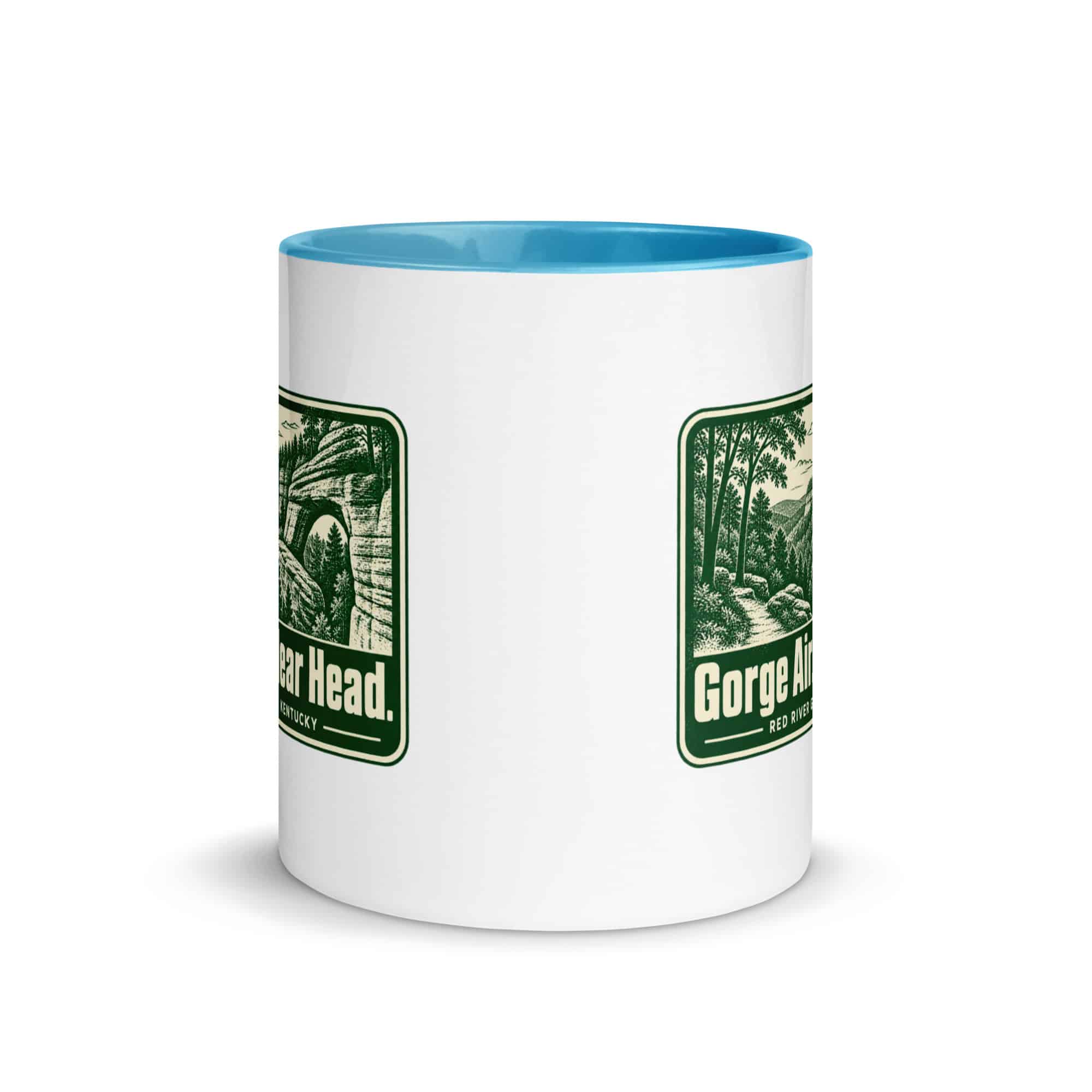 Red River Gorge Color Inside Coffee Mug: Gorge Air. Clear Head, Forest Ink Stamp