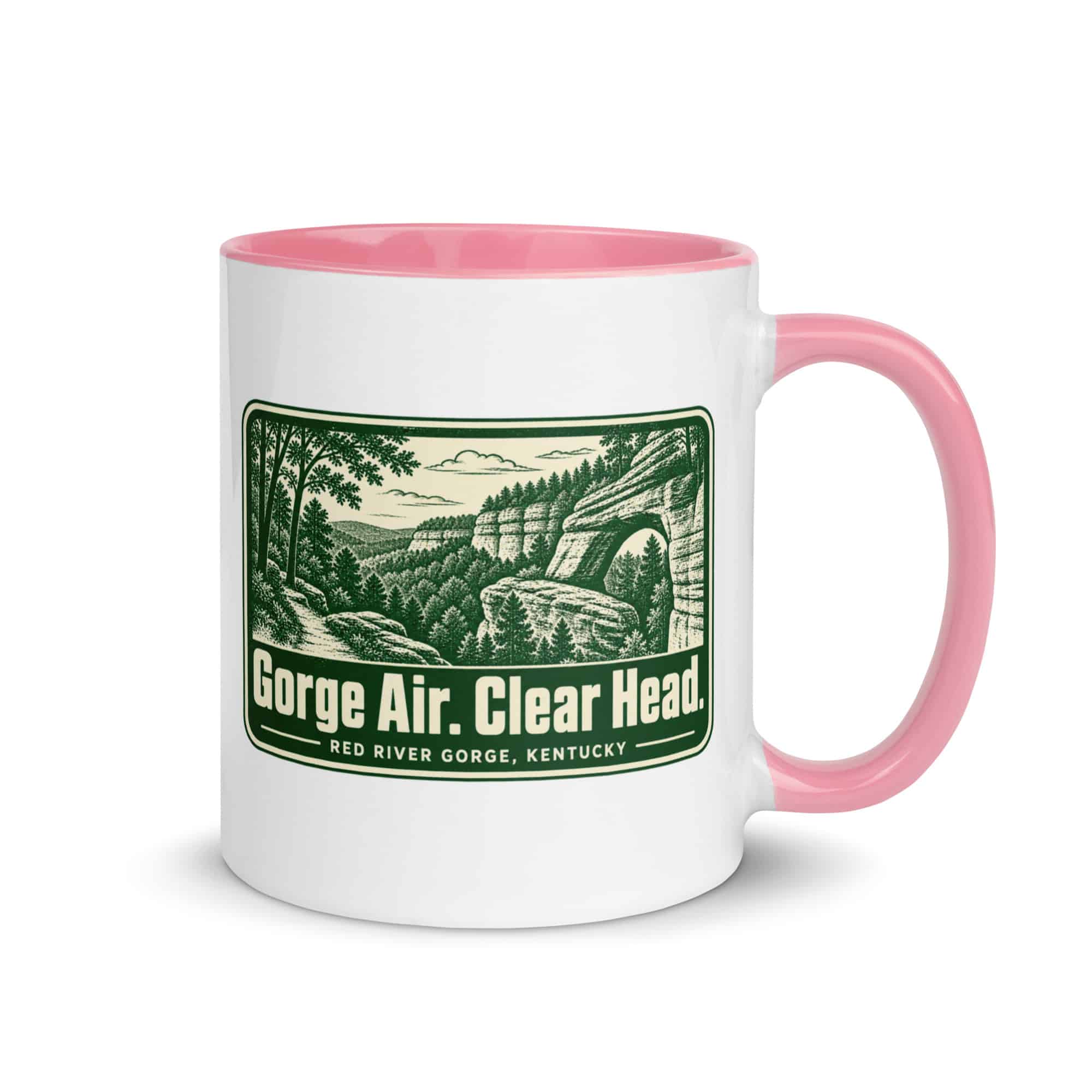 Red River Gorge Color Inside Coffee Mug: Gorge Air. Clear Head, Forest Ink Stamp