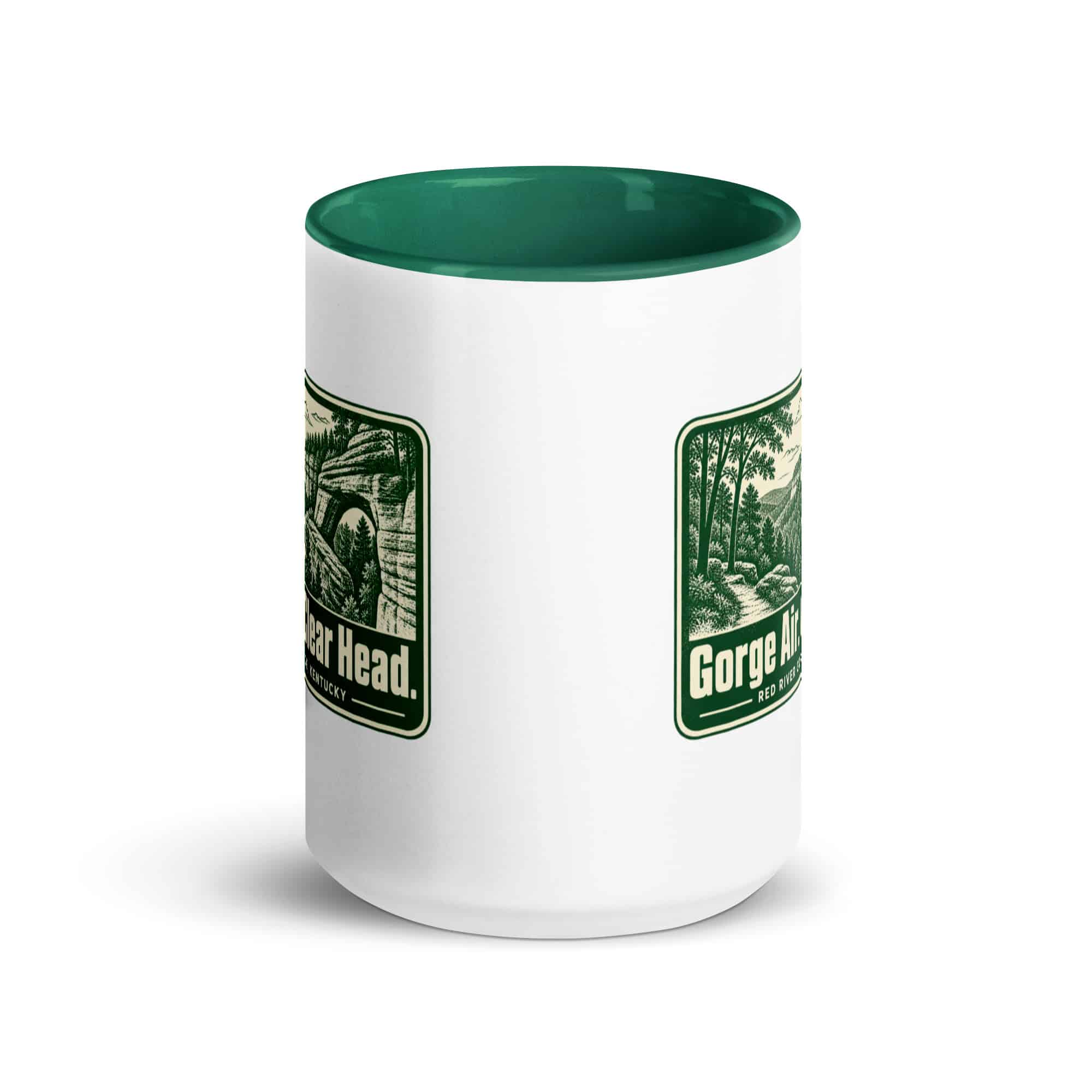 Red River Gorge Color Inside Coffee Mug: Gorge Air. Clear Head, Forest Ink Stamp