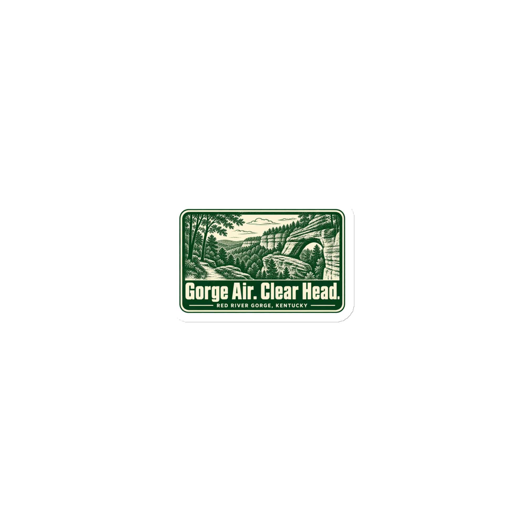 Red River Gorge Die-Cut Magnet: Gorge Air. Clear Head, Forest Ink Stamp