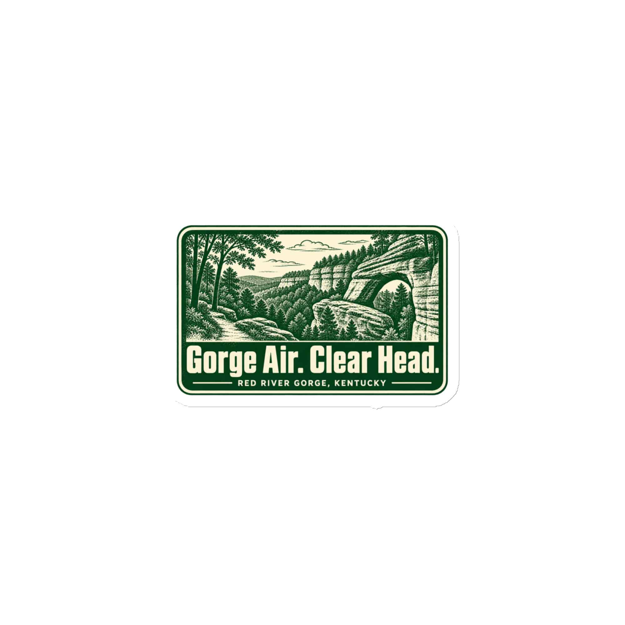 Red River Gorge Die-Cut Magnet: Gorge Air. Clear Head, Forest Ink Stamp