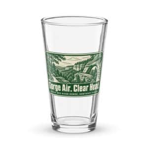 Red River Gorge Pint Glass: Gorge Air. Clear Head, Forest Ink Stamp - 16 oz - Main