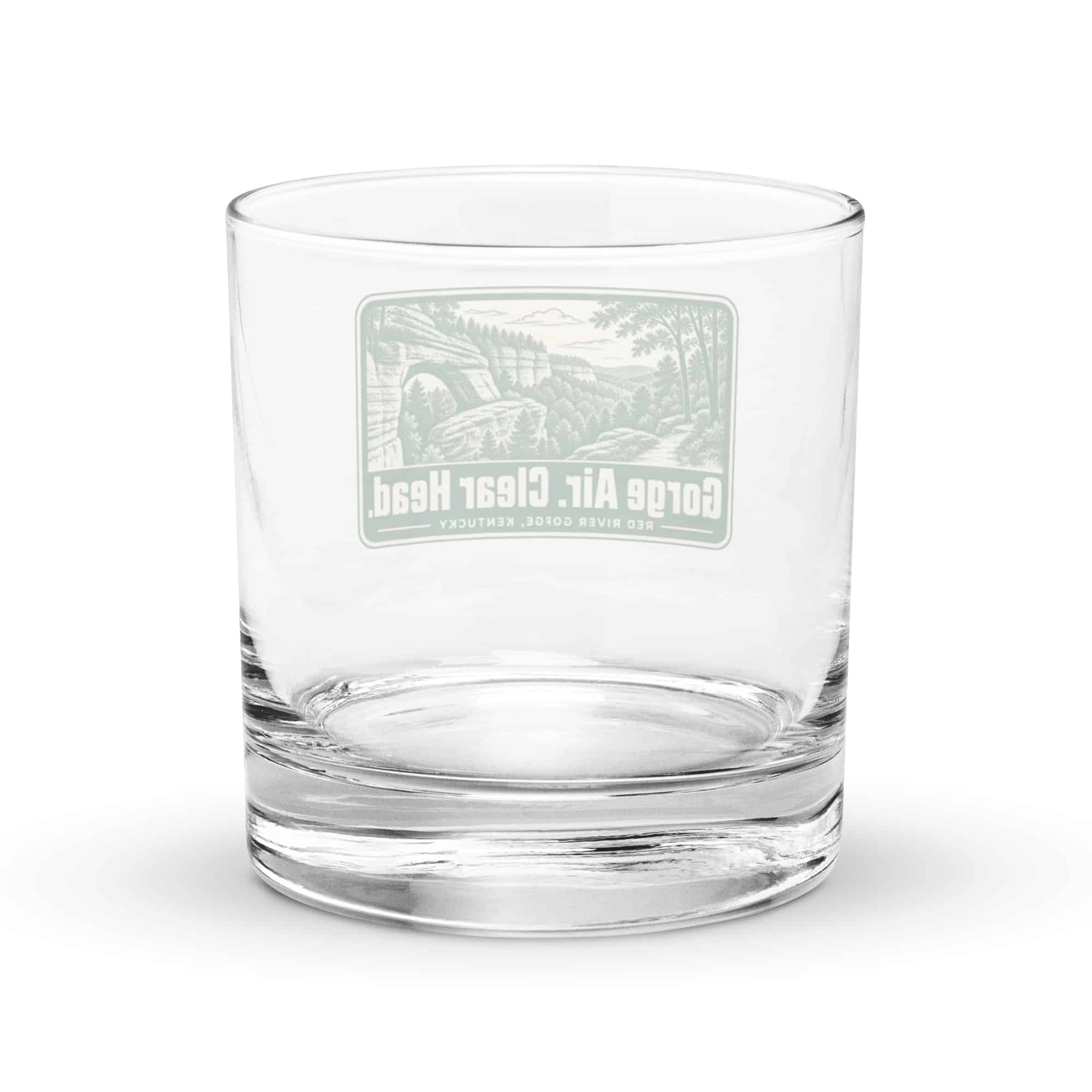 Red River Gorge Rocks Glass: Gorge Air. Clear Head, Forest Ink Stamp