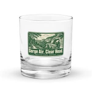 Red River Gorge Rocks Glass: Gorge Air. Clear Head, Forest Ink Stamp - 10.5 oz - Main