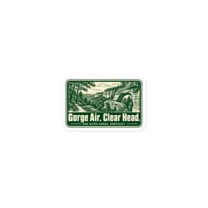 Red River Gorge Vinyl Sticker: Gorge Air. Clear Head, Forest Ink Stamp - 3″×3″ - Main