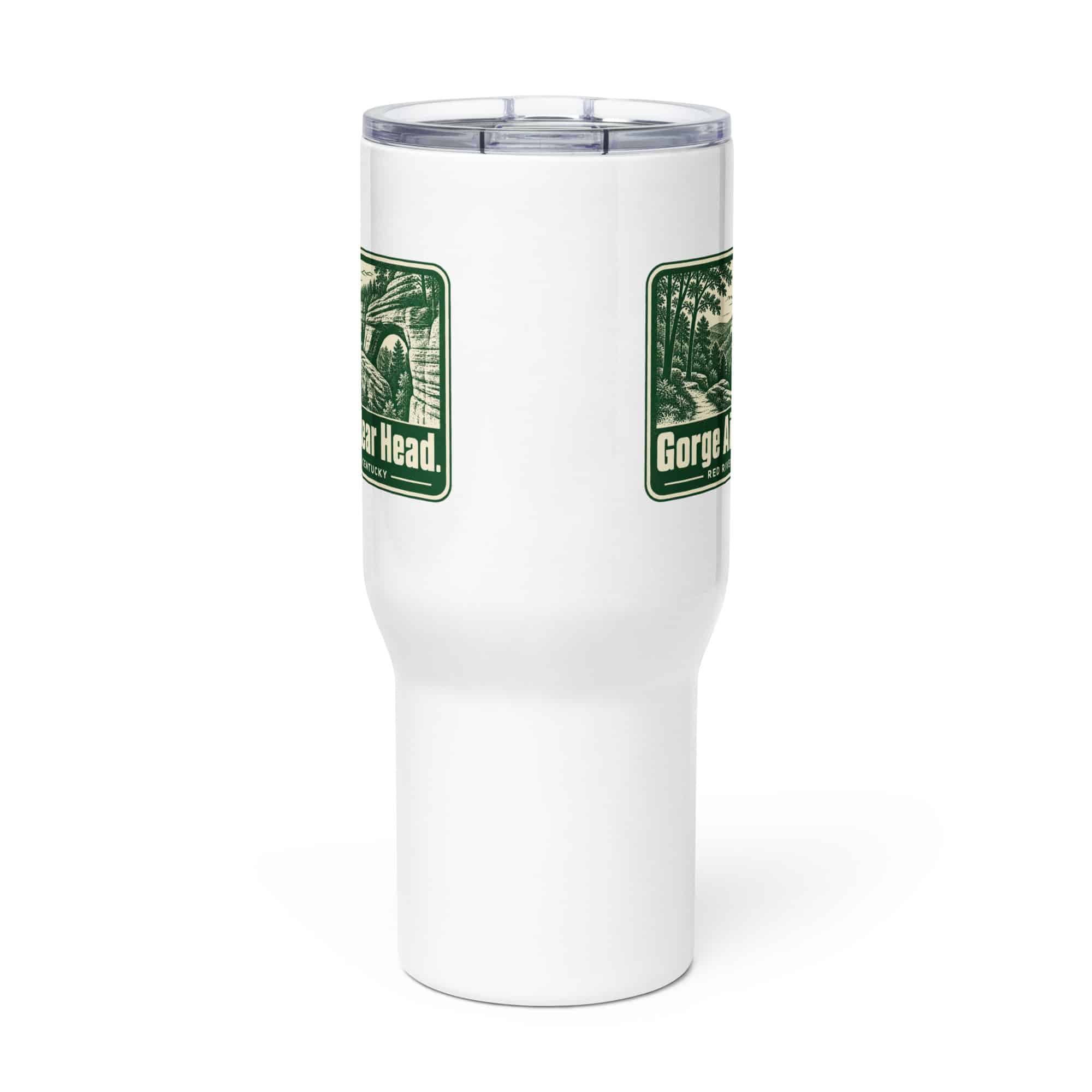 Red River Gorge Travel Mug: Gorge Air. Clear Head, Forest Ink Stamp