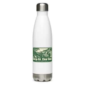 Red River Gorge Stainless Steel Water Bottle: Gorge Air. Clear Head, Forest Ink Stamp - 17 oz - Main