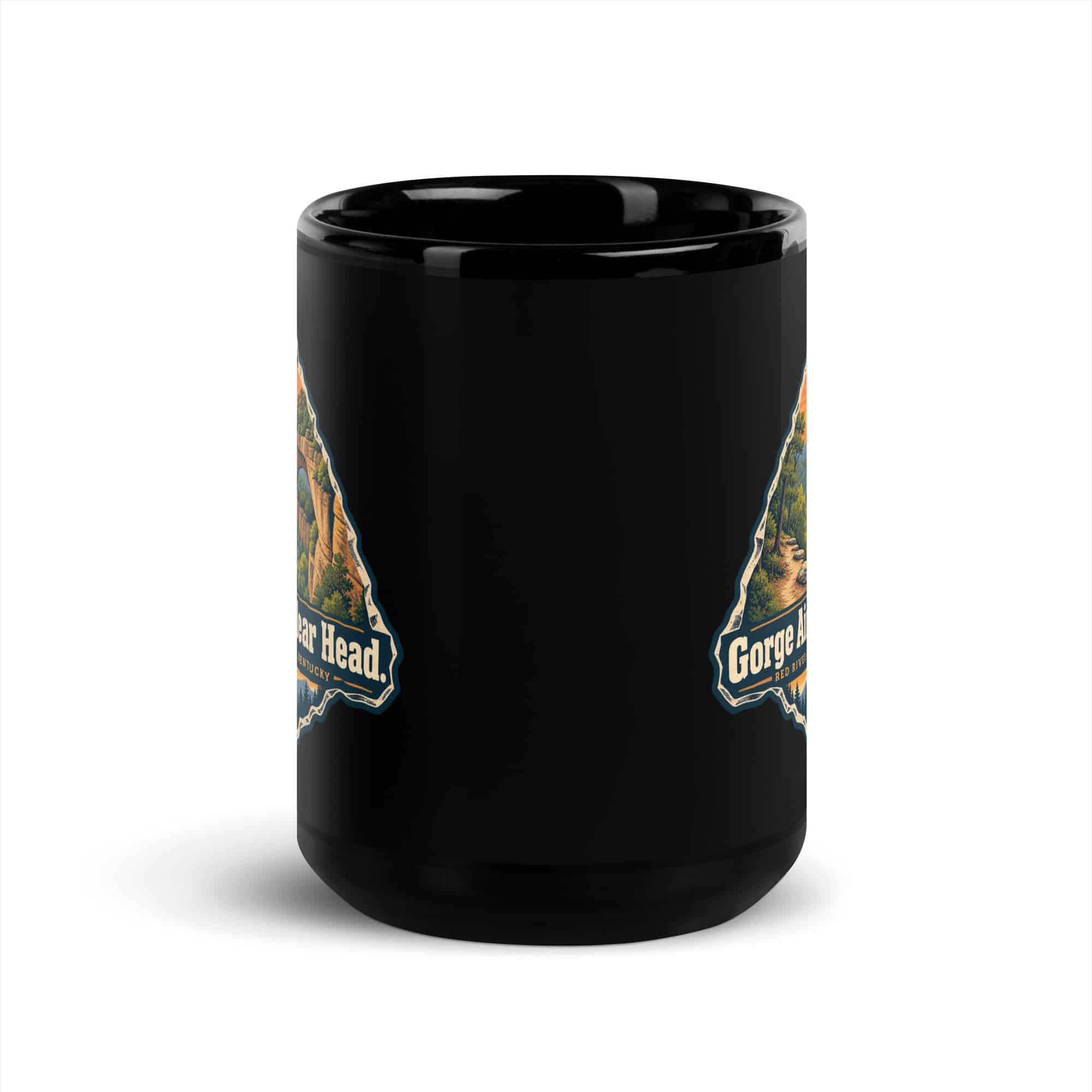 Red River Gorge Black Coffee Mug: Gorge Air. Clear Head, Scenic Shield Badge