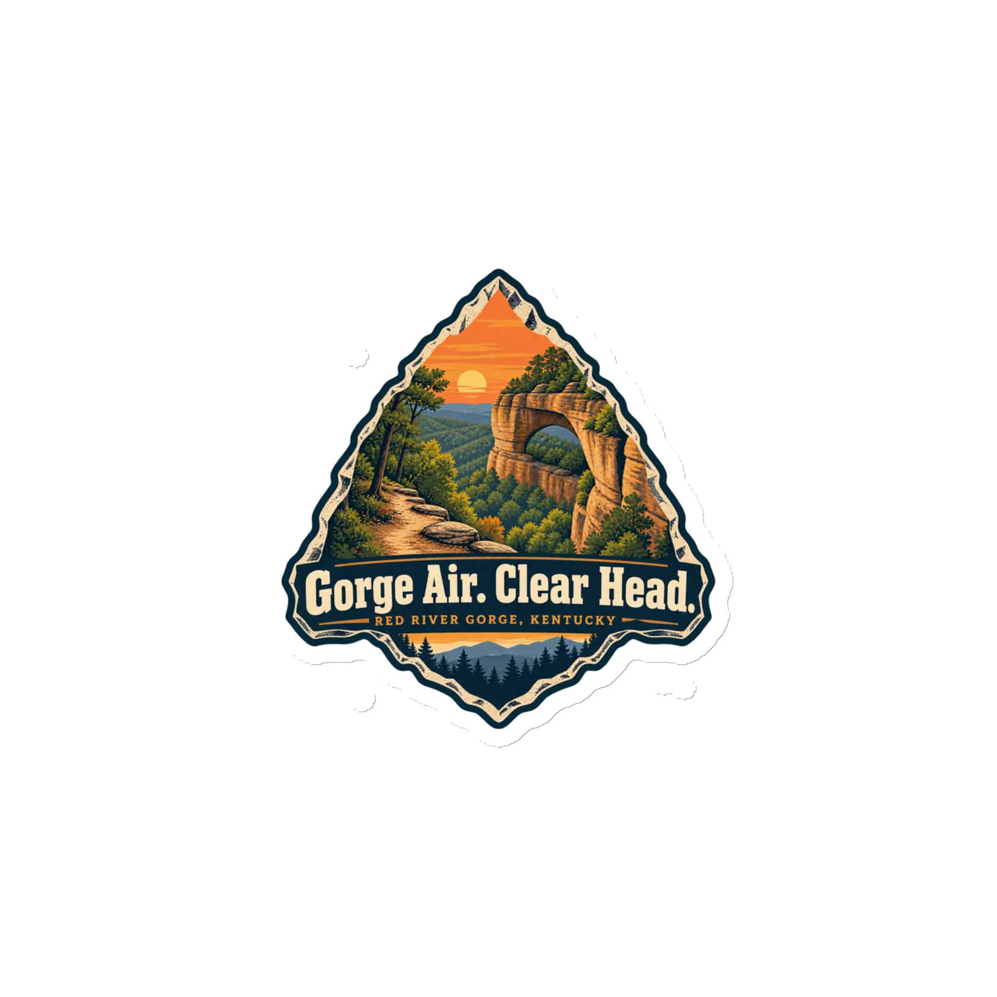 Red River Gorge Die-Cut Magnet: Gorge Air. Clear Head, Scenic Shield Badge