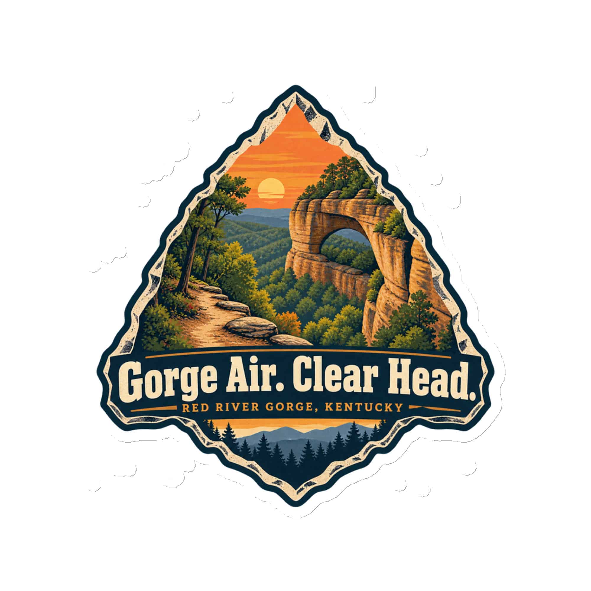 Red River Gorge Die-Cut Magnet: Gorge Air. Clear Head, Scenic Shield Badge