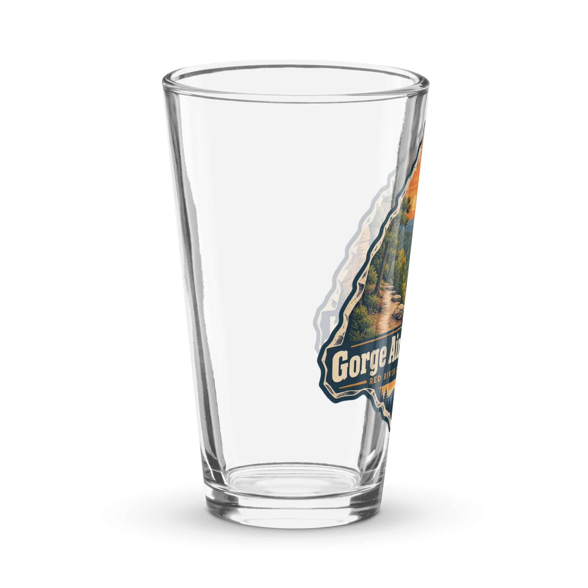 Red River Gorge Pint Glass: Gorge Air. Clear Head, Scenic Shield Badge