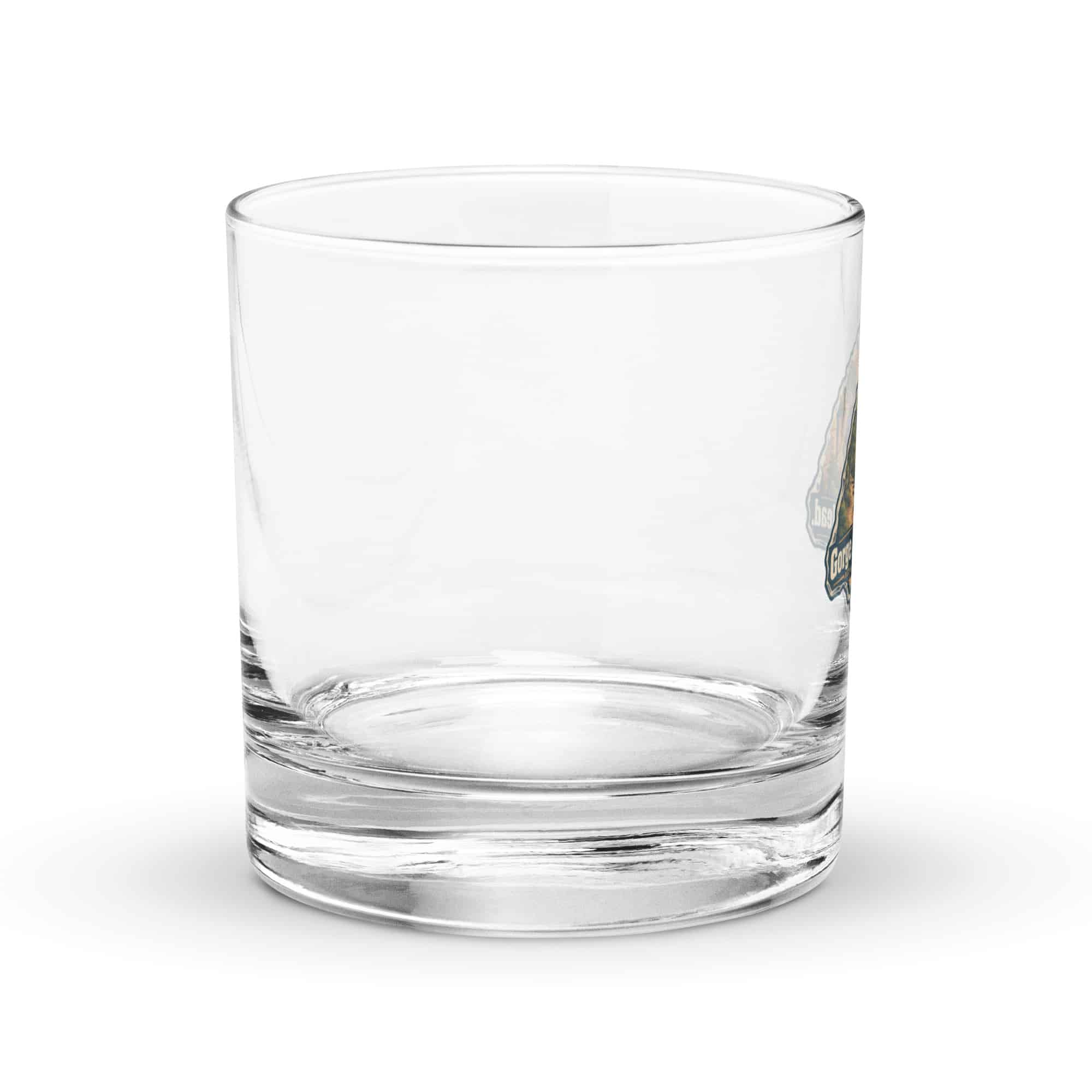 Red River Gorge Rocks Glass: Gorge Air. Clear Head, Scenic Shield Badge