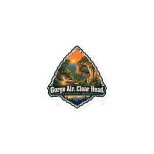 Red River Gorge Vinyl Sticker: Gorge Air. Clear Head, Scenic Shield Badge - 3″×3″ - Main