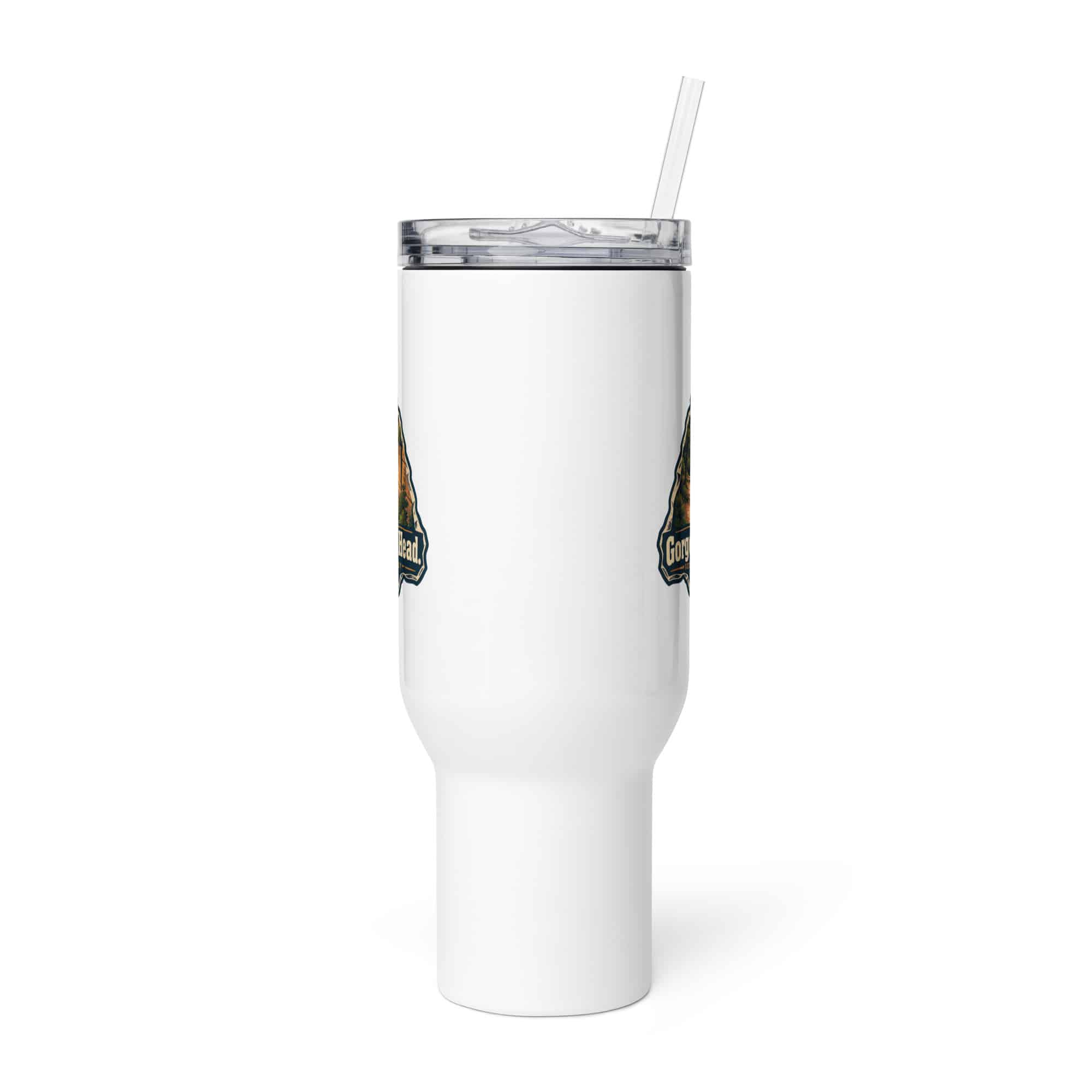 Red River Gorge Travel Mug: Gorge Air. Clear Head, Scenic Shield Badge