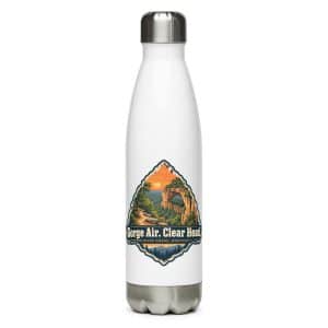 Red River Gorge Stainless Steel Water Bottle: Gorge Air. Clear Head, Scenic Shield Badge - 17 oz - Main
