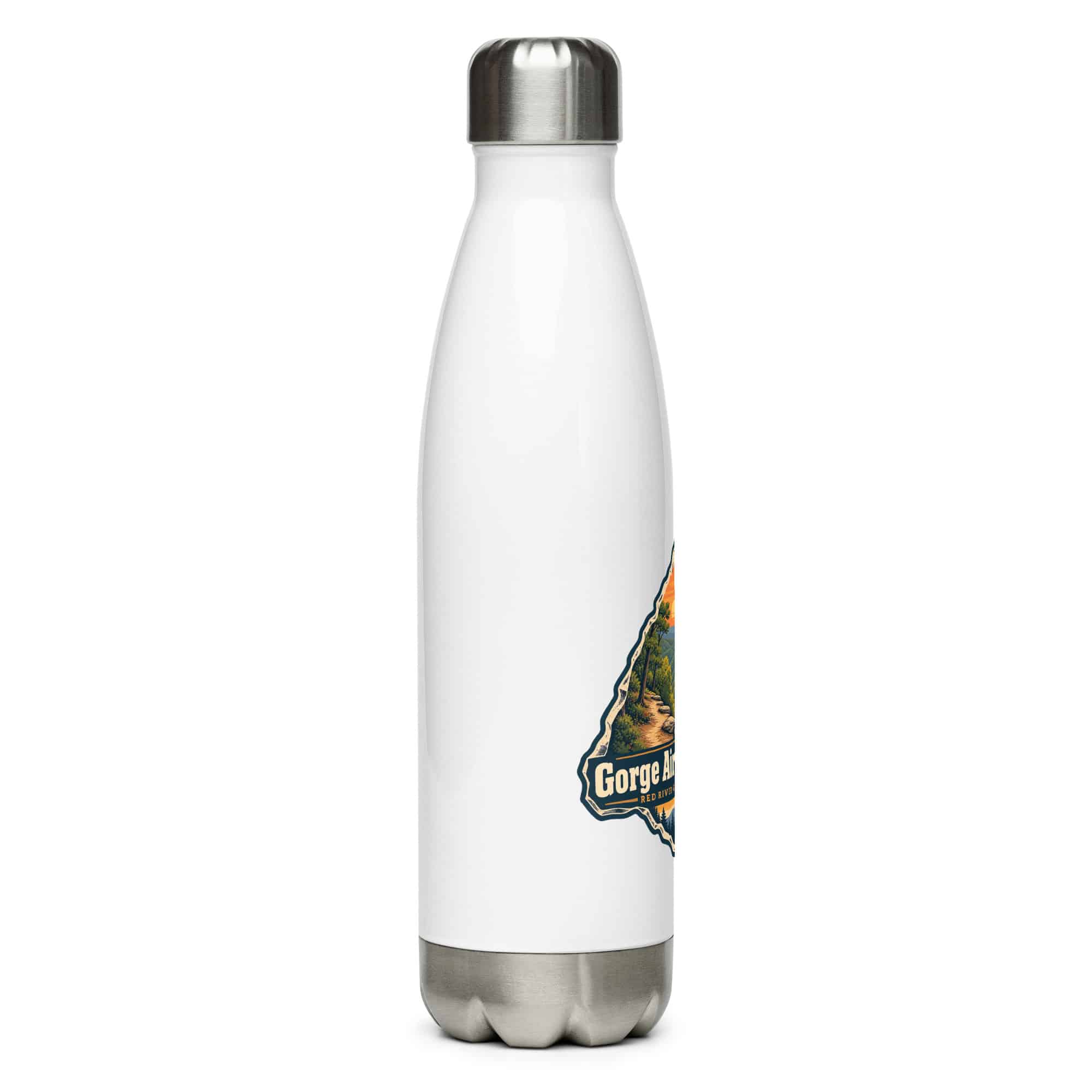 Red River Gorge Stainless Steel Water Bottle: Gorge Air. Clear Head, Scenic Shield Badge