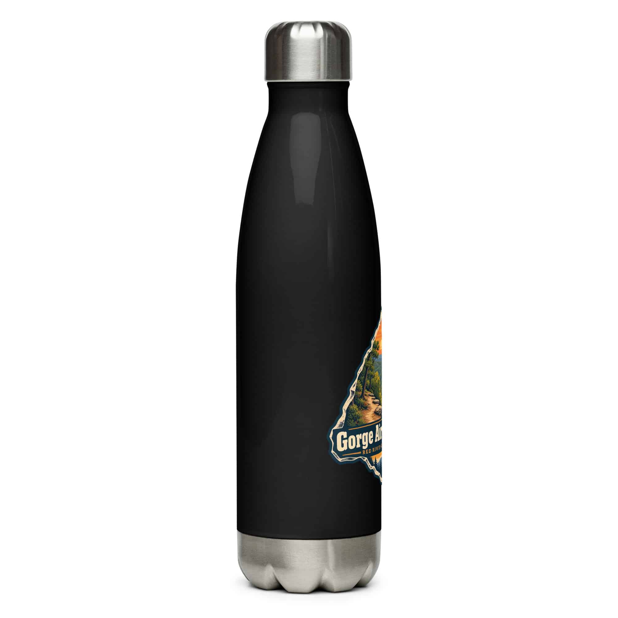 Red River Gorge Stainless Steel Water Bottle: Gorge Air. Clear Head, Scenic Shield Badge