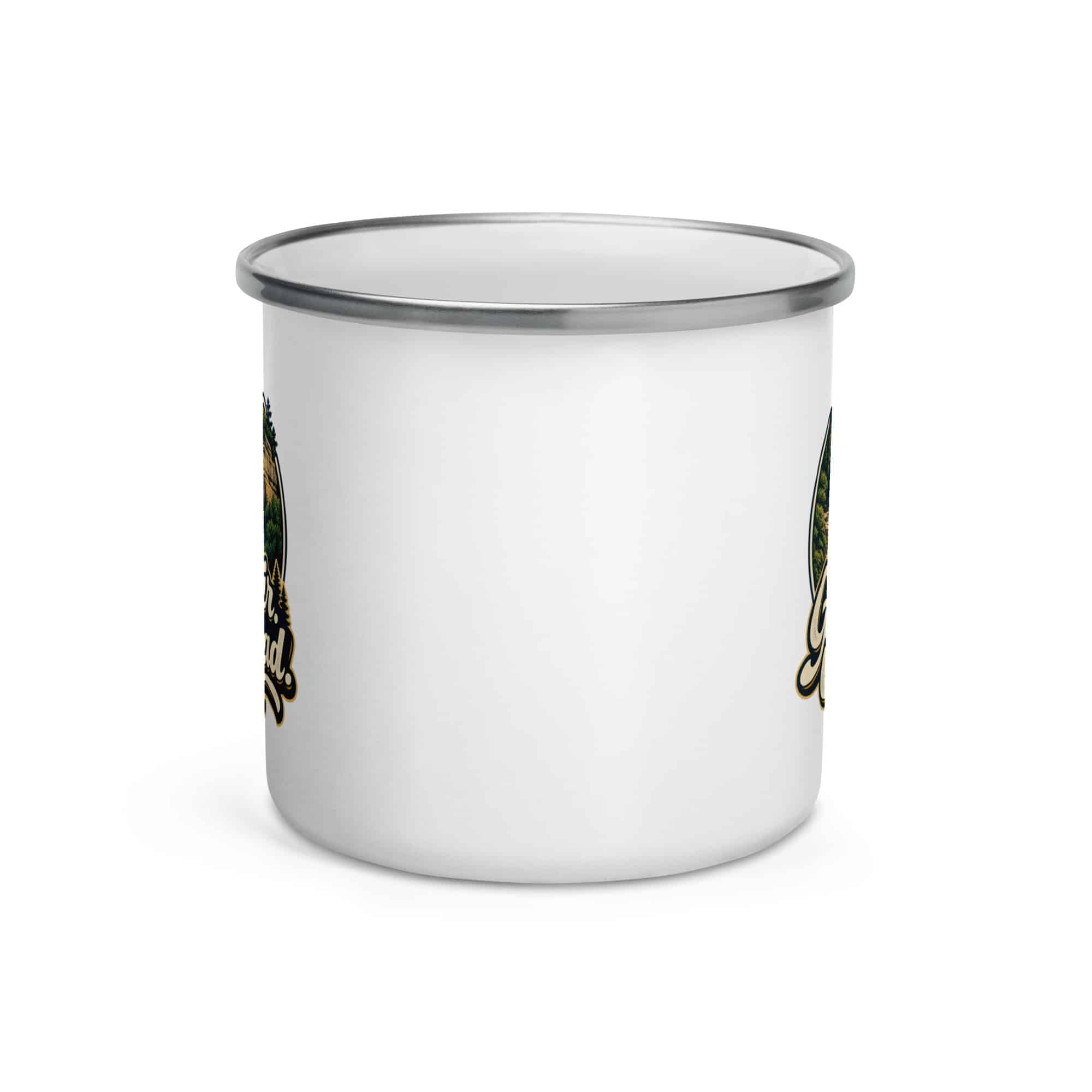 Red River Gorge Enamel Camp Mug: Gorge Air. Clear Head, Woodland Scenic Lettering