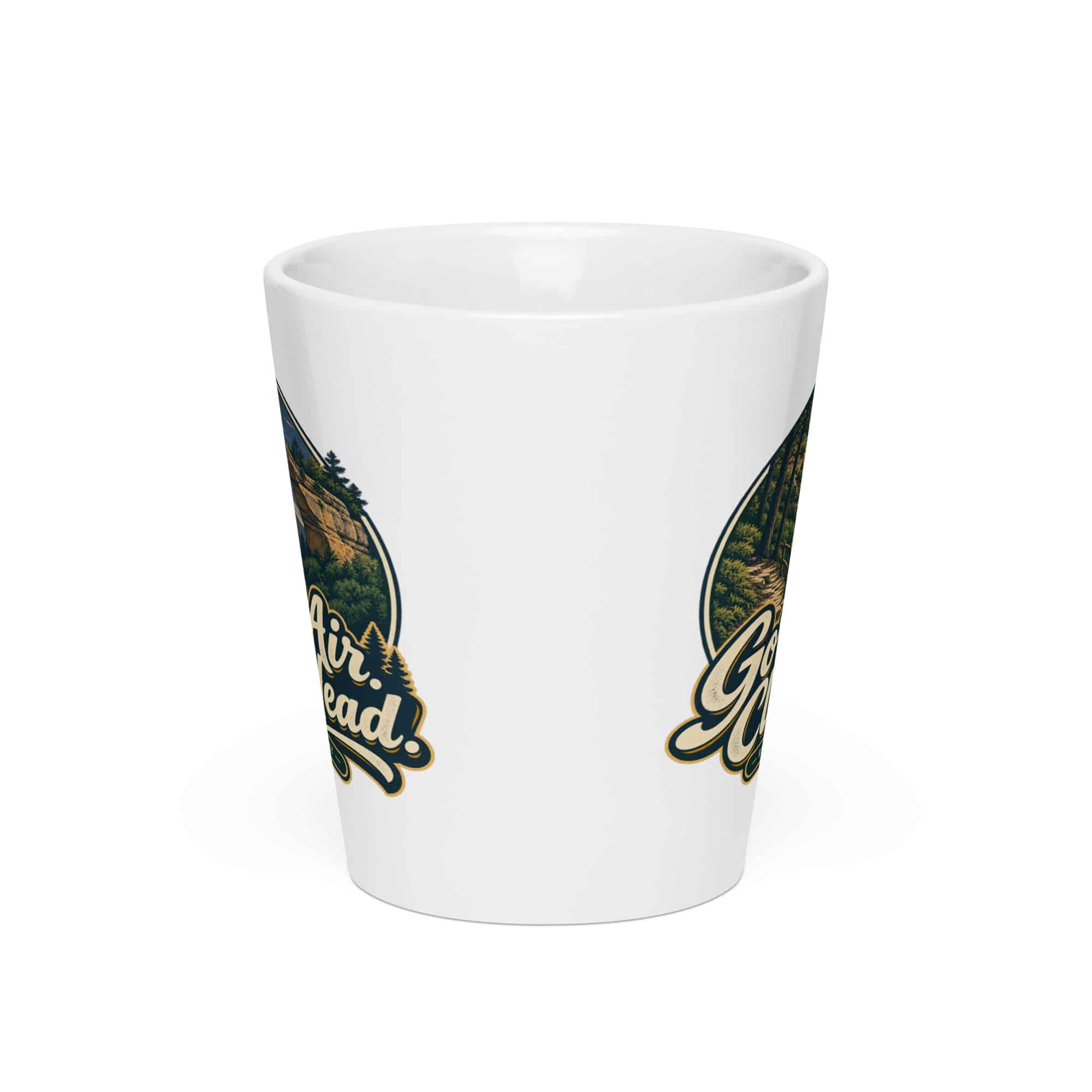 Red River Gorge Latte Mug: Gorge Air. Clear Head, Woodland Scenic Lettering