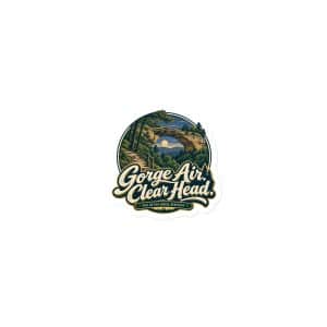 Red River Gorge Die-Cut Magnet: Gorge Air. Clear Head, Woodland Scenic Lettering - 3″×3″ - Main