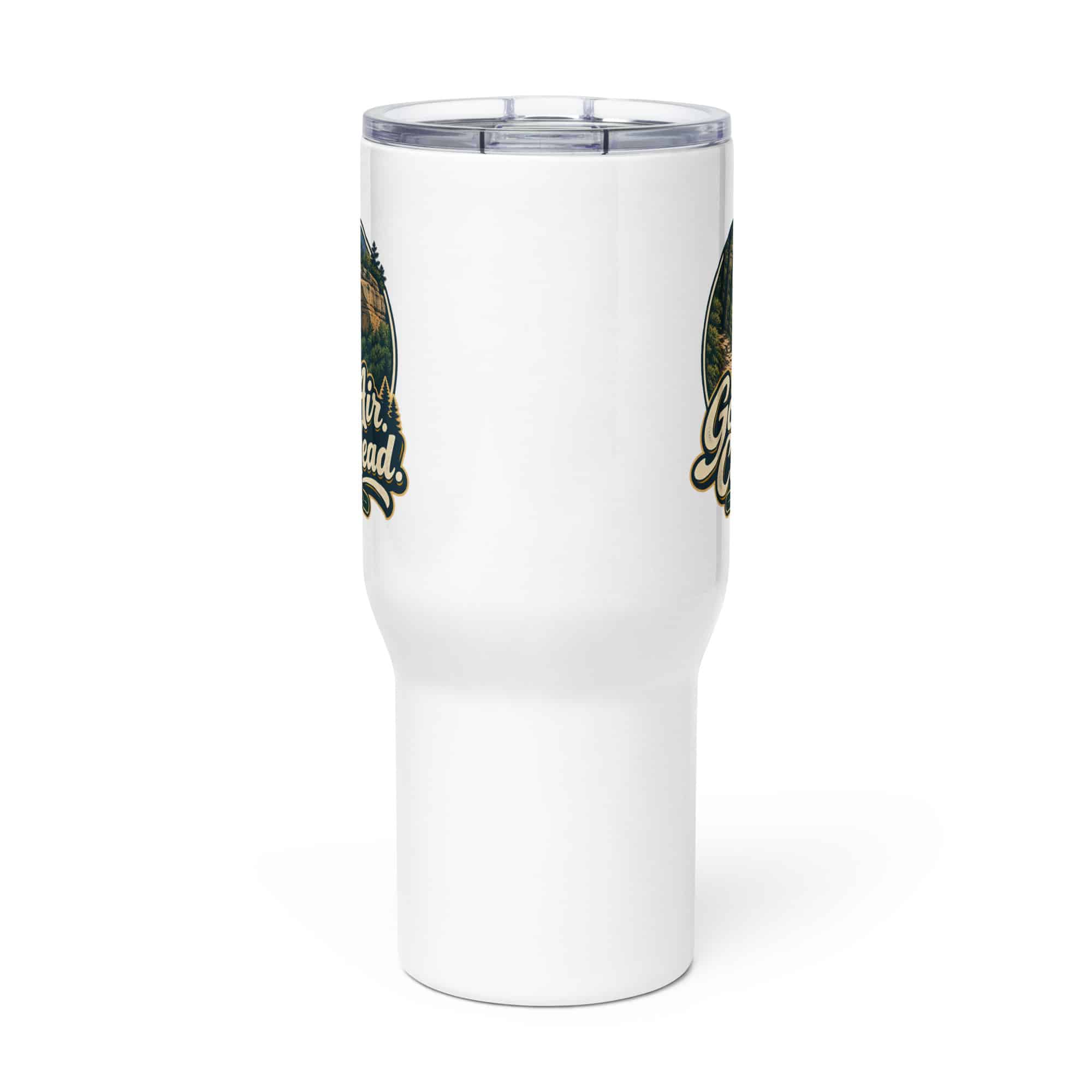 Red River Gorge Travel Mug: Gorge Air. Clear Head, Woodland Scenic Lettering