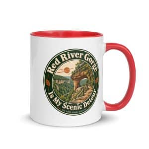 Red River Gorge Color Inside Coffee Mug: Red River Gorge Is My Scenic Detour, Vintage Round Badge - 11 oz - Main