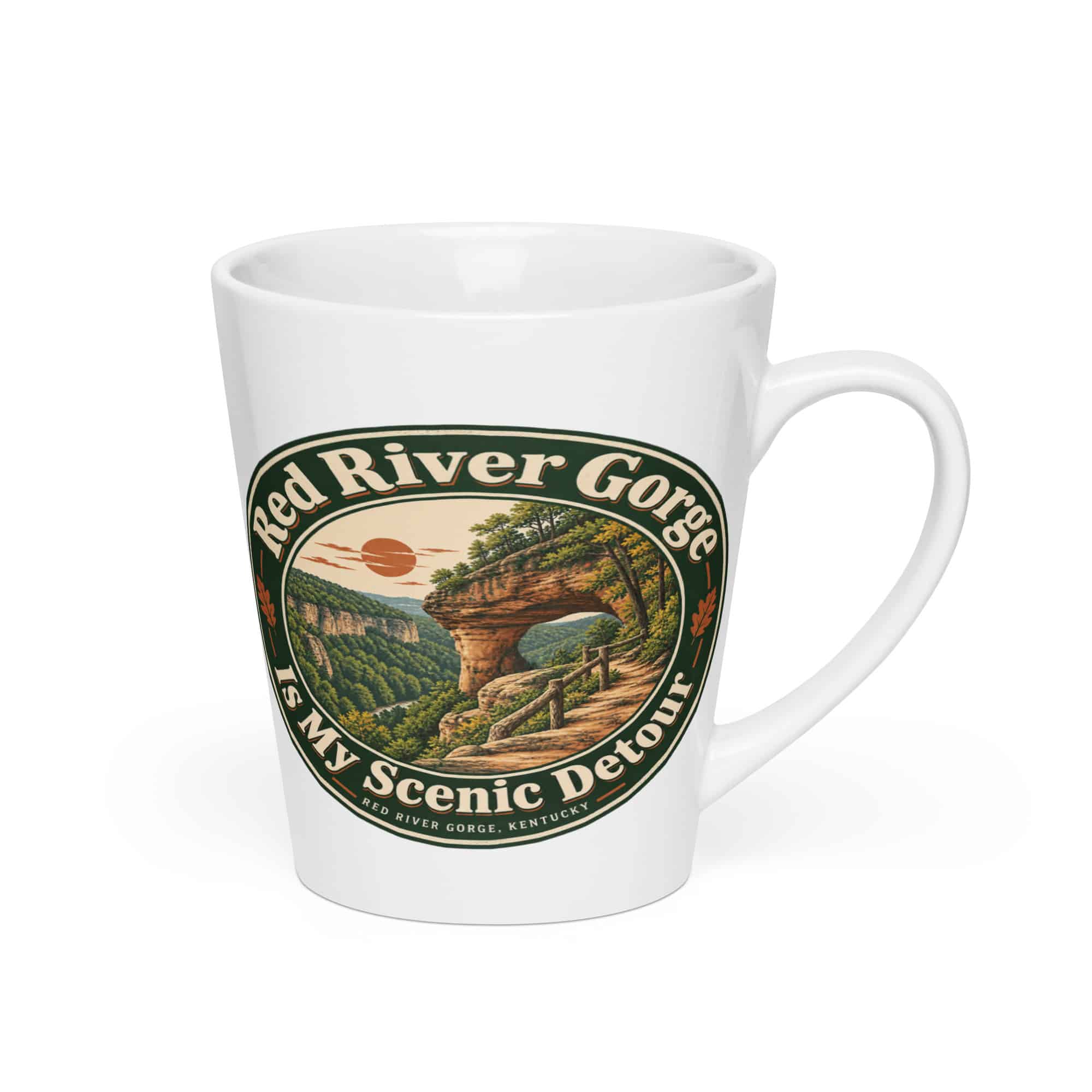 Red River Gorge Latte Mug: Red River Gorge Is My Scenic Detour, Vintage Round Badge