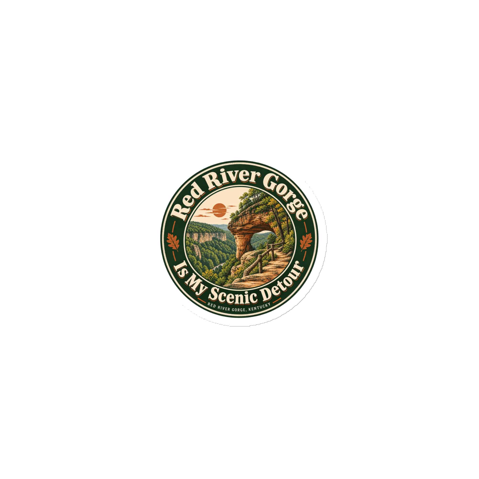 Red River Gorge Die-Cut Magnet: Red River Gorge Is My Scenic Detour, Vintage Round Badge