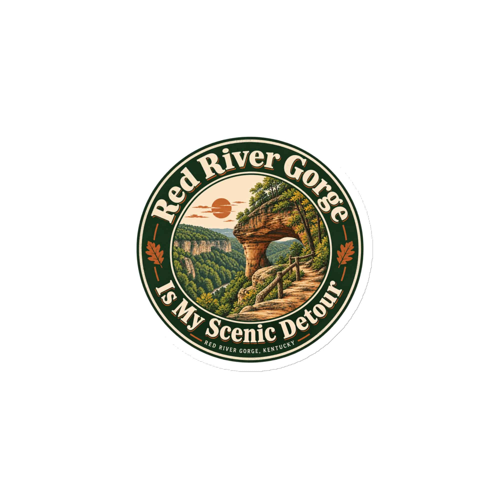 Red River Gorge Die-Cut Magnet: Red River Gorge Is My Scenic Detour, Vintage Round Badge