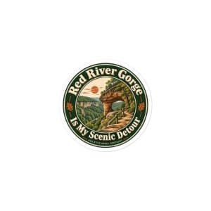 Red River Gorge Vinyl Sticker: Red River Gorge Is My Scenic Detour, Vintage Round Badge - 3″×3″ - Main