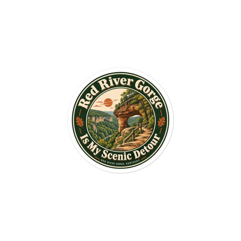 Red River Gorge Vinyl Sticker: Red River Gorge Is My Scenic Detour, Vintage Round Badge