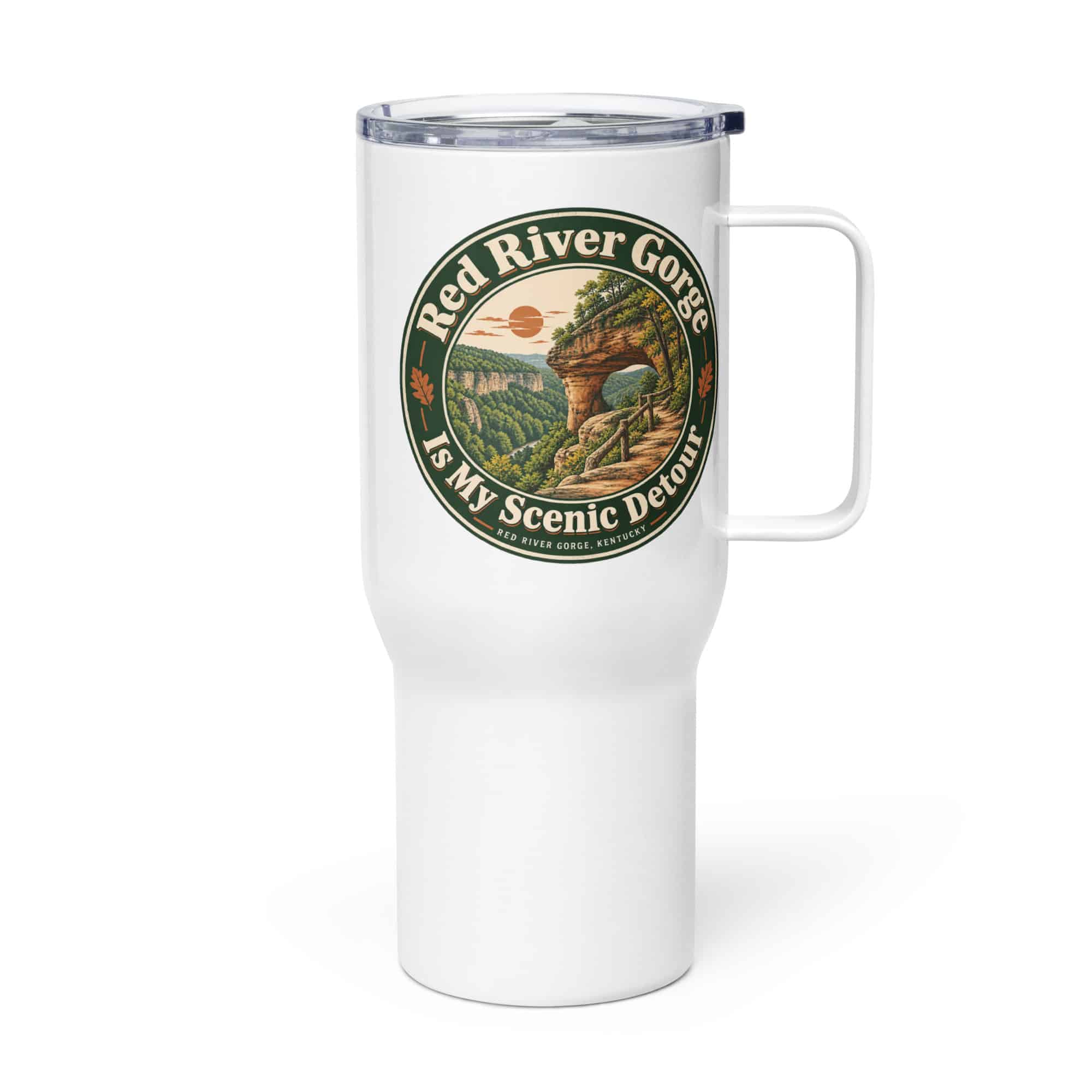 Red River Gorge Travel Mug: Red River Gorge Is My Scenic Detour, Vintage Round Badge