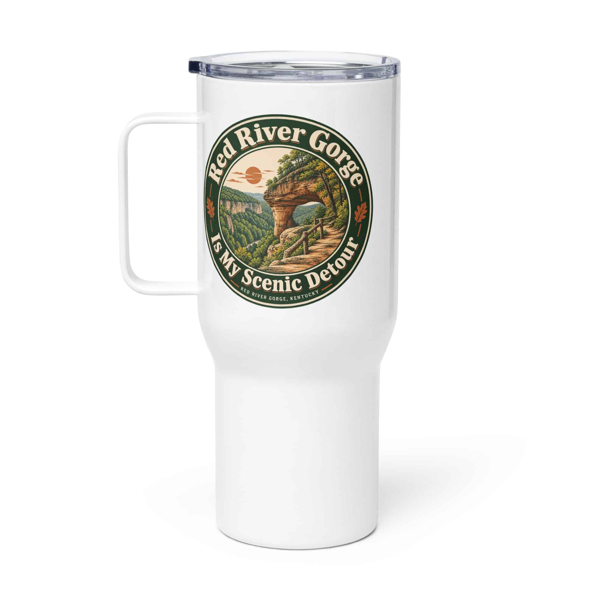 Red River Gorge Travel Mug: Red River Gorge Is My Scenic Detour, Vintage Round Badge
