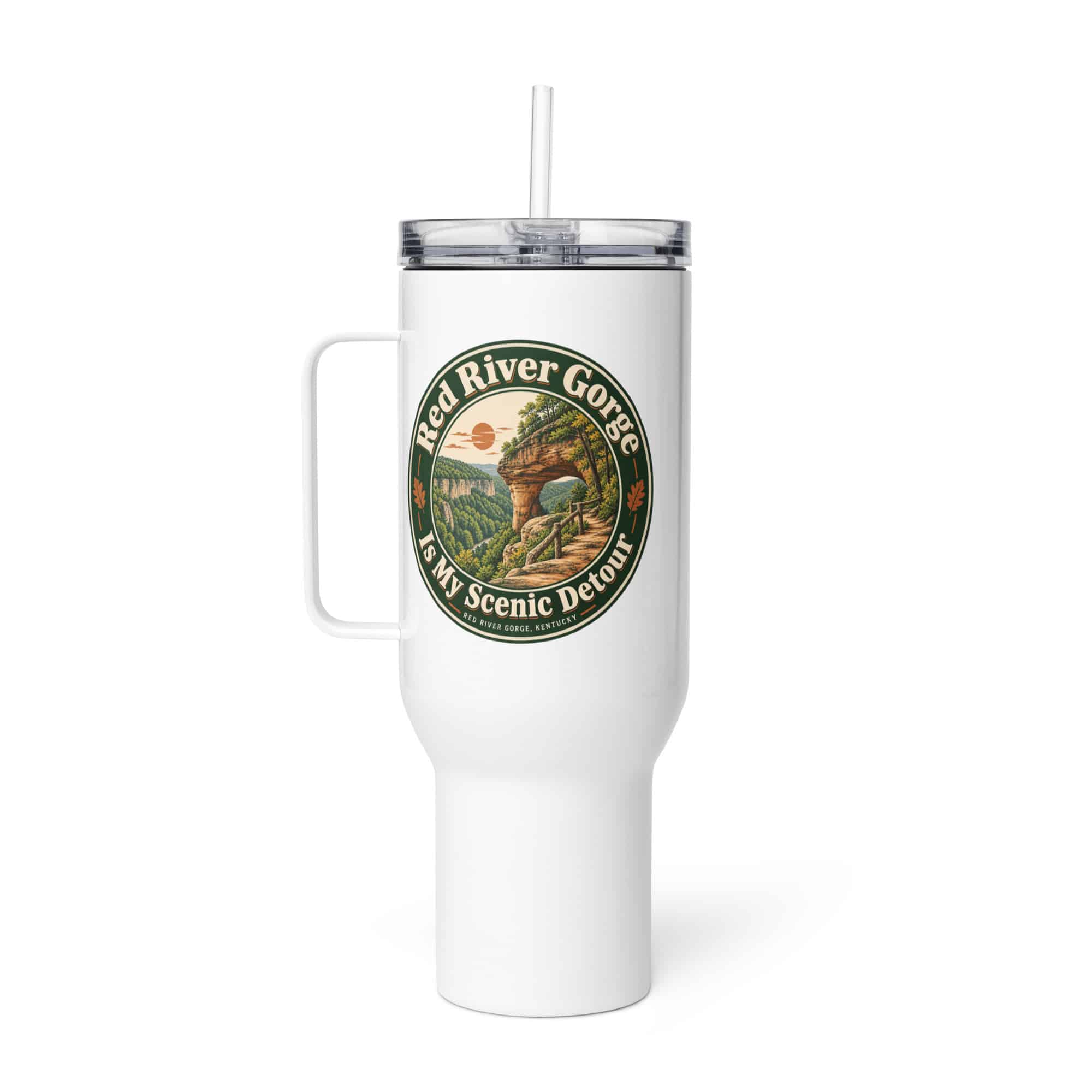Red River Gorge Travel Mug: Red River Gorge Is My Scenic Detour, Vintage Round Badge