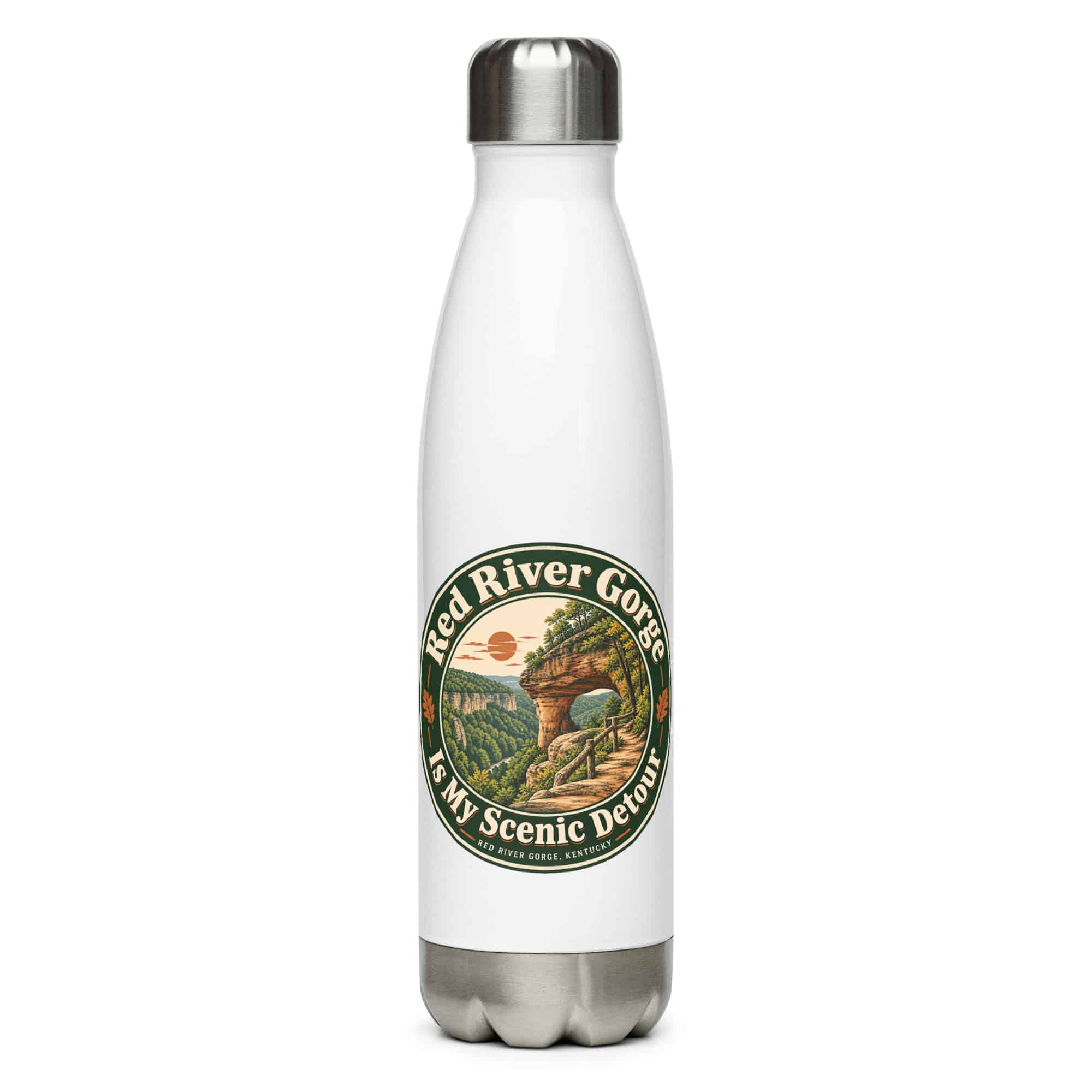 Red River Gorge Stainless Steel Water Bottle: Red River Gorge Is My Scenic Detour, Vintage Round Badge