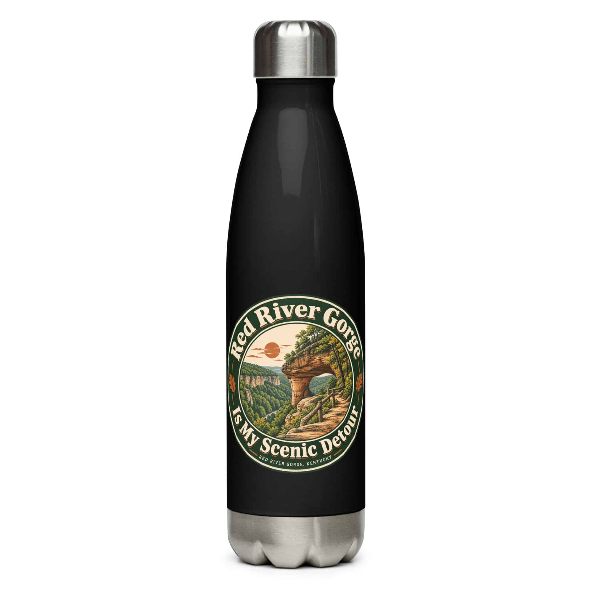 Red River Gorge Stainless Steel Water Bottle: Red River Gorge Is My Scenic Detour, Vintage Round Badge
