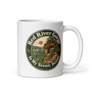 Red River Gorge White Ceramic Coffee Mug: Red River Gorge Is My Scenic Detour, Vintage Round Badge - 11 oz - Main