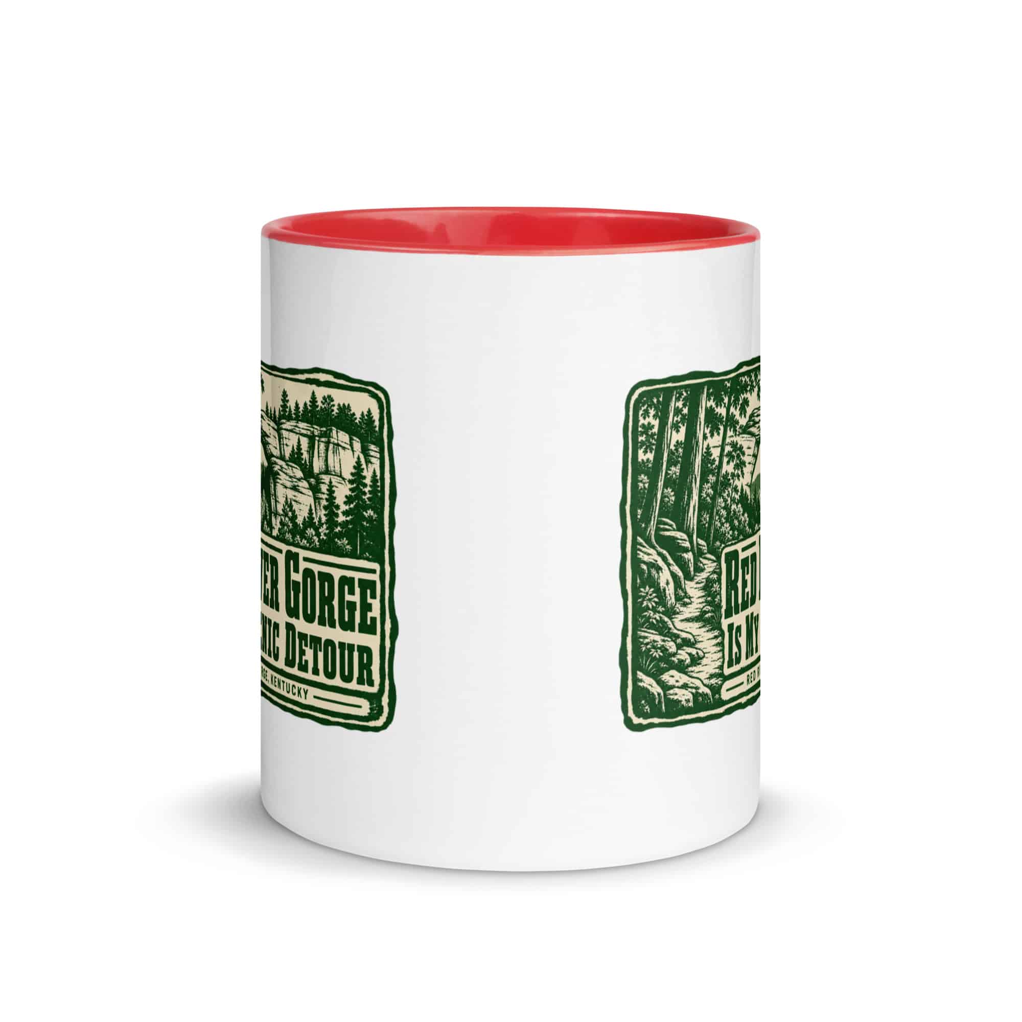 Red River Gorge Color Inside Coffee Mug: Red River Gorge Is My Scenic Detour, Forest Ink Stamp