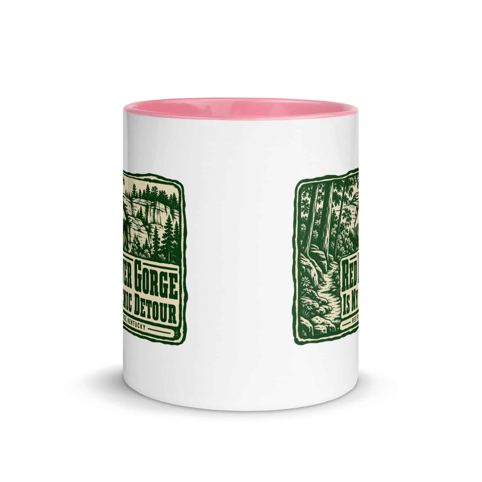 Red River Gorge Color Inside Coffee Mug: Red River Gorge Is My Scenic Detour, Forest Ink Stamp