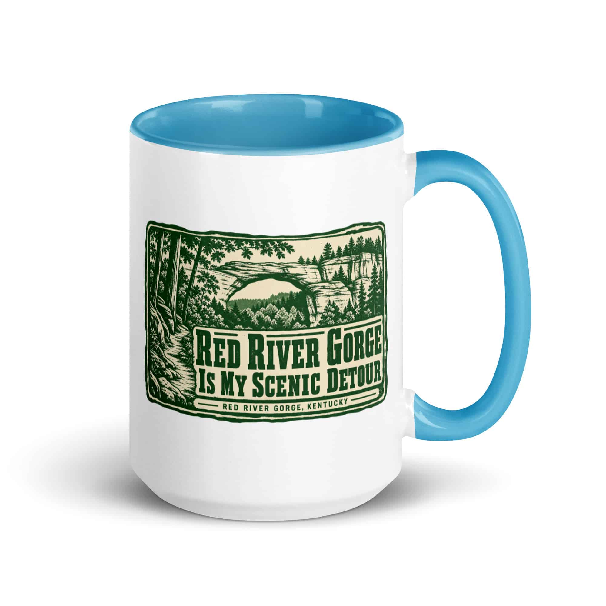 Red River Gorge Color Inside Coffee Mug: Red River Gorge Is My Scenic Detour, Forest Ink Stamp