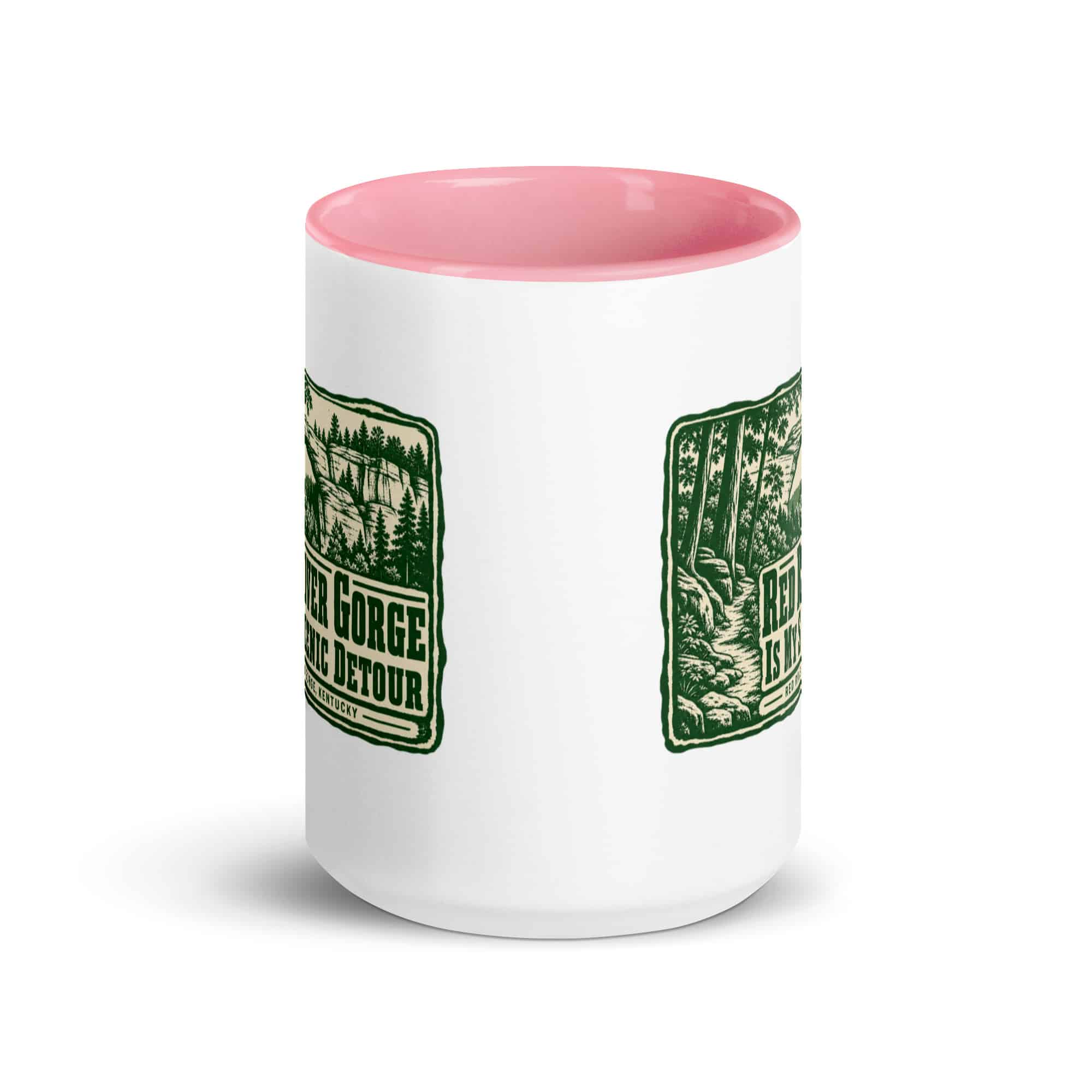 Red River Gorge Color Inside Coffee Mug: Red River Gorge Is My Scenic Detour, Forest Ink Stamp