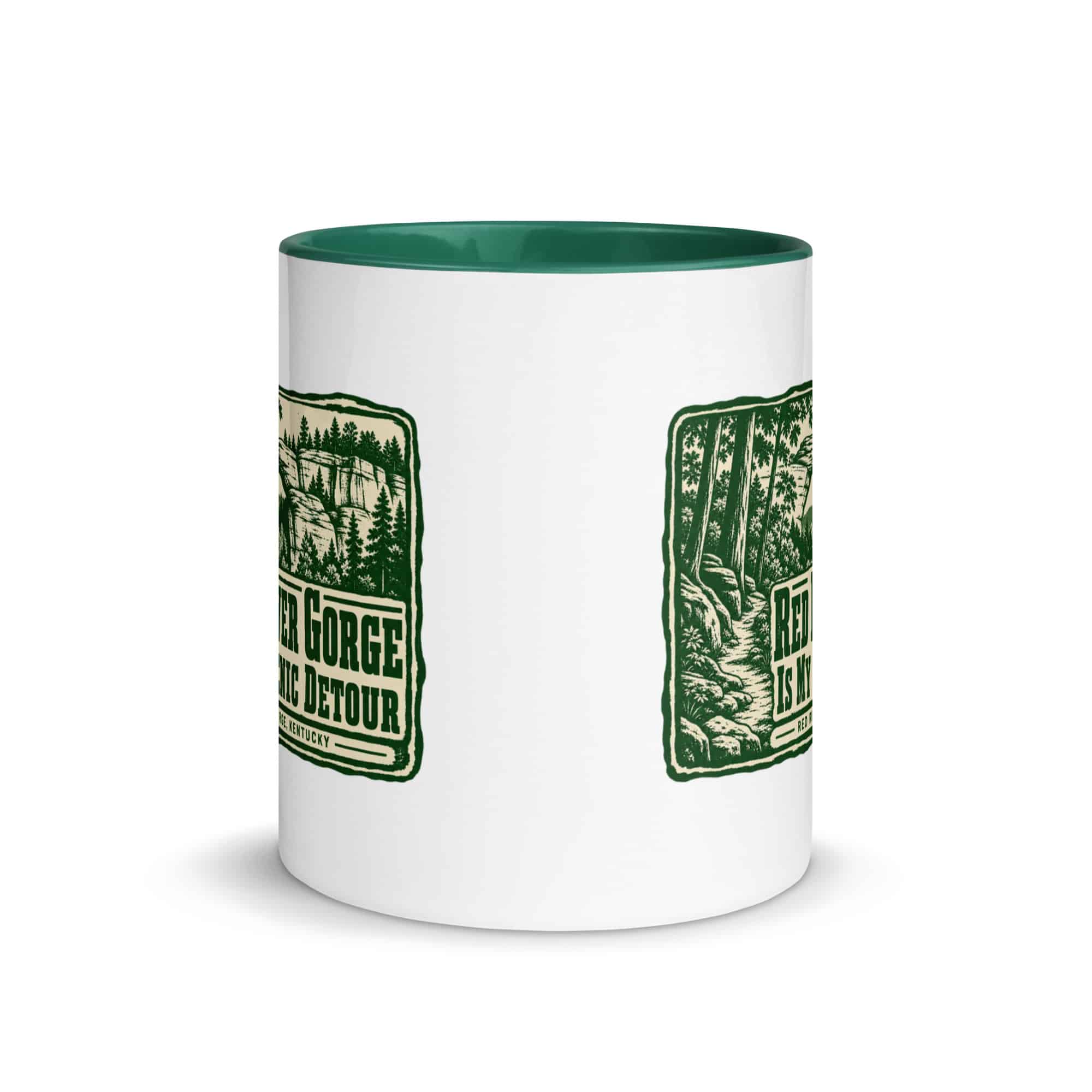 Red River Gorge Color Inside Coffee Mug: Red River Gorge Is My Scenic Detour, Forest Ink Stamp