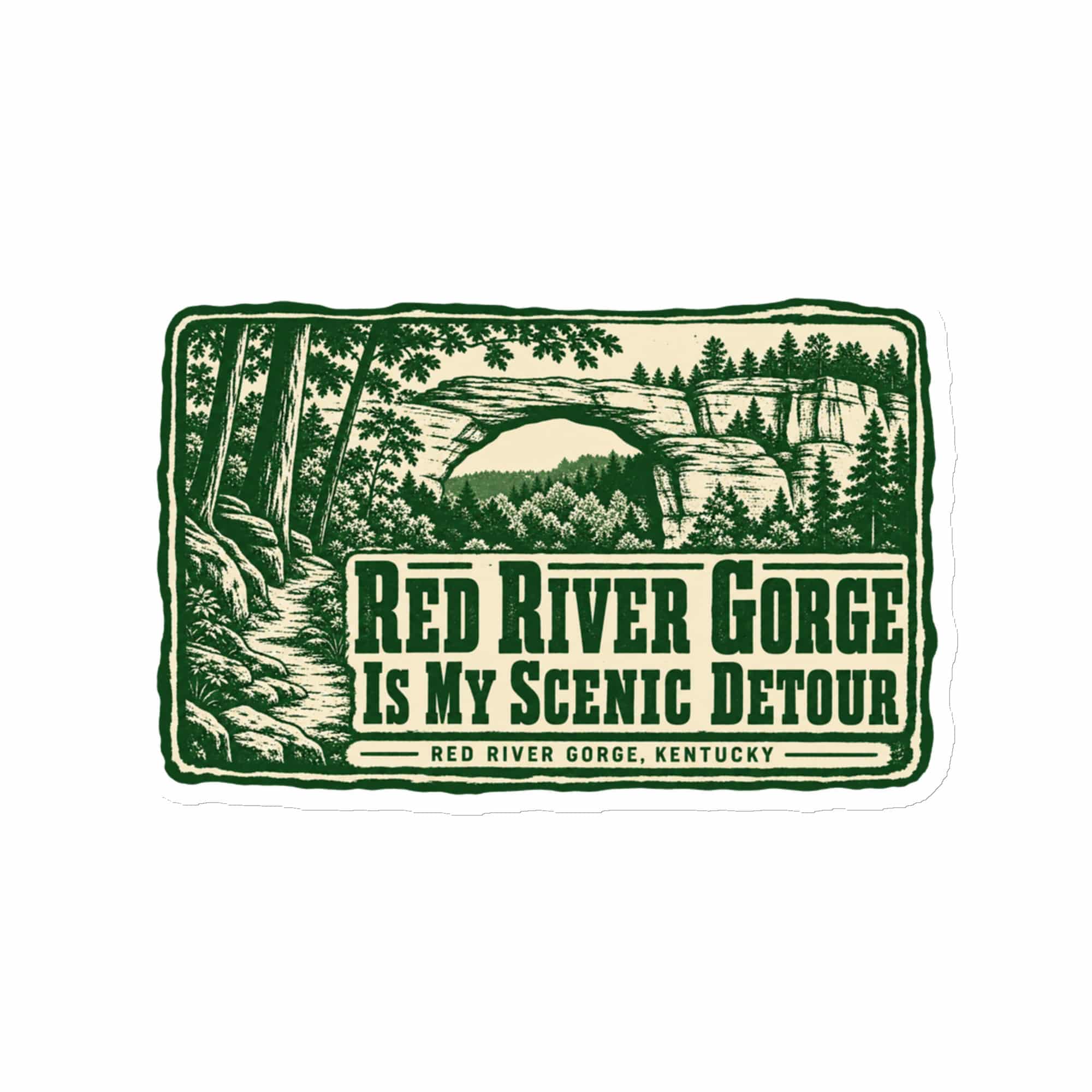 Red River Gorge Die-Cut Magnet: Red River Gorge Is My Scenic Detour, Forest Ink Stamp